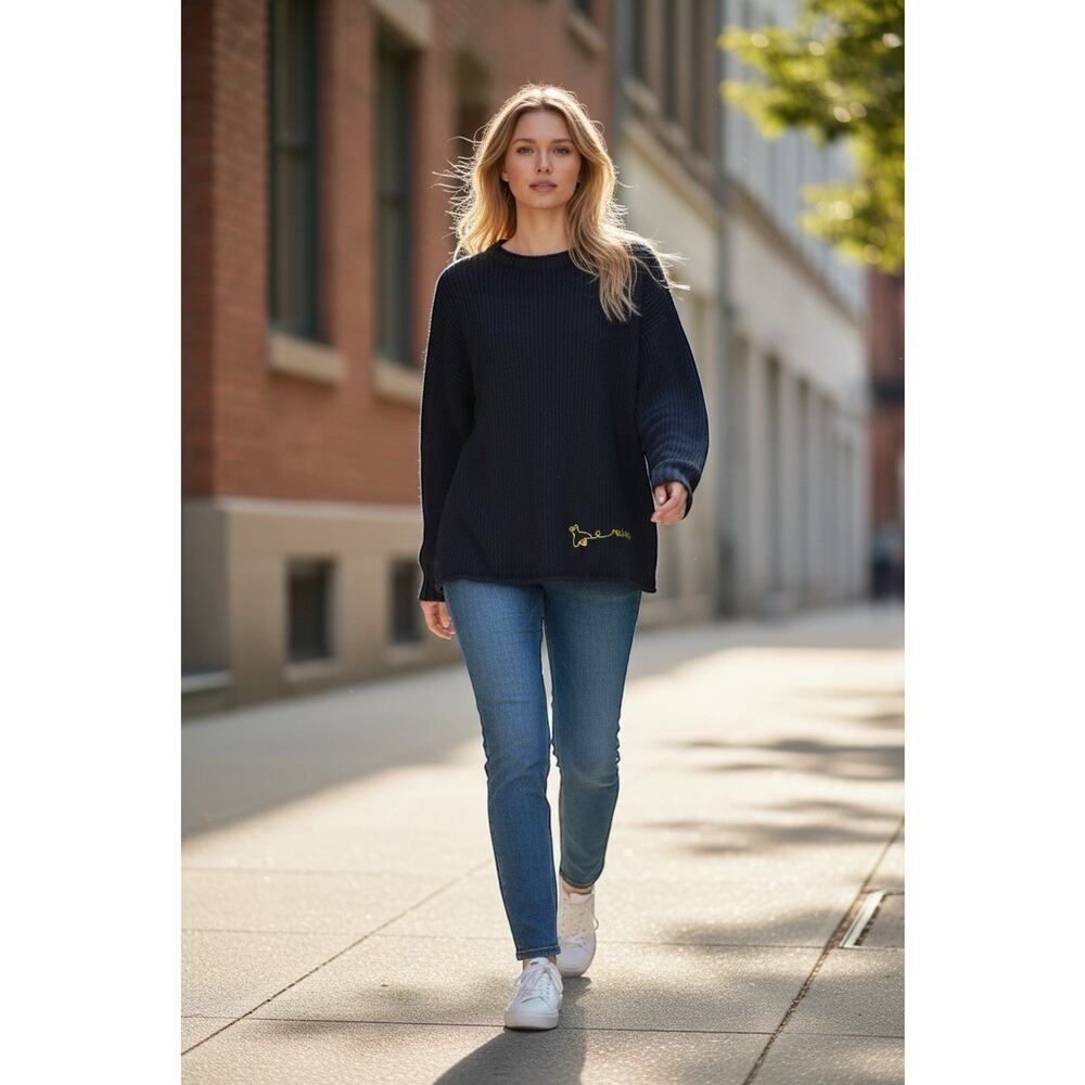 Wear For Good Blue Chunky Pullover Sweater Sz Small Oversized Bee Radiant